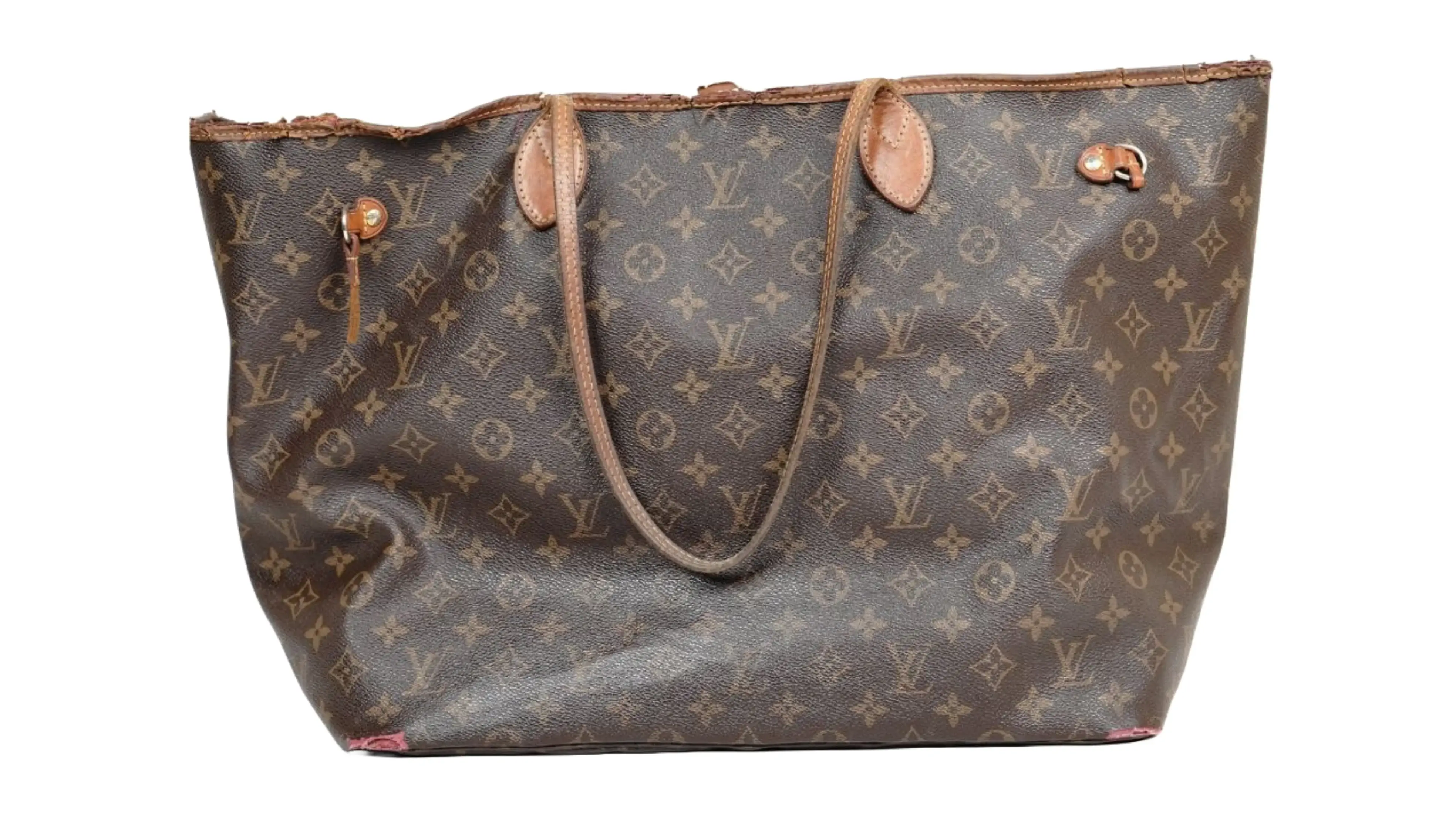 After Louis Vuitton tote restoration new genuine leather handles and piping with precise finishing