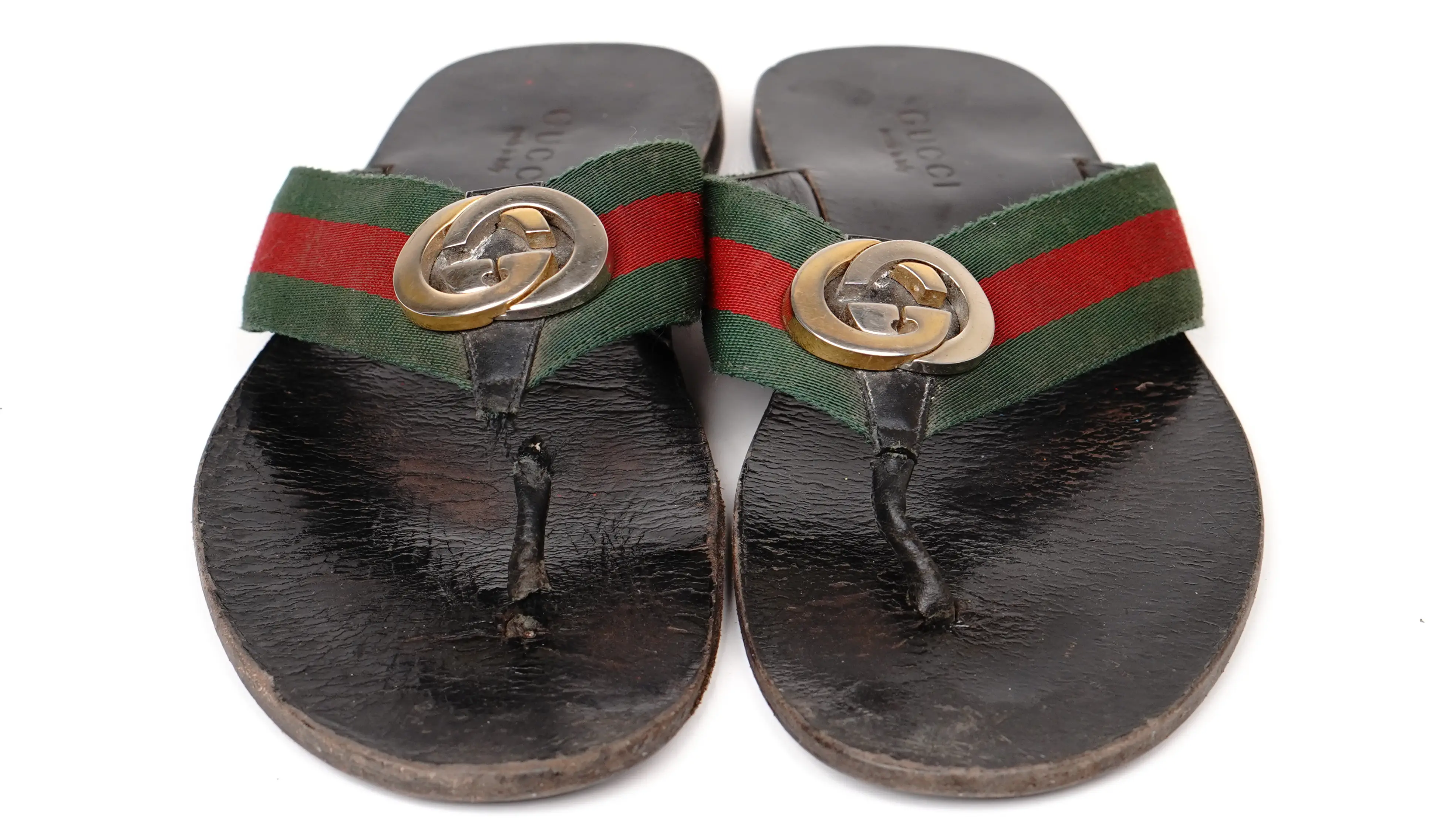 After Gucci slippers repair and colour restoration with renewed tone and clean finish
